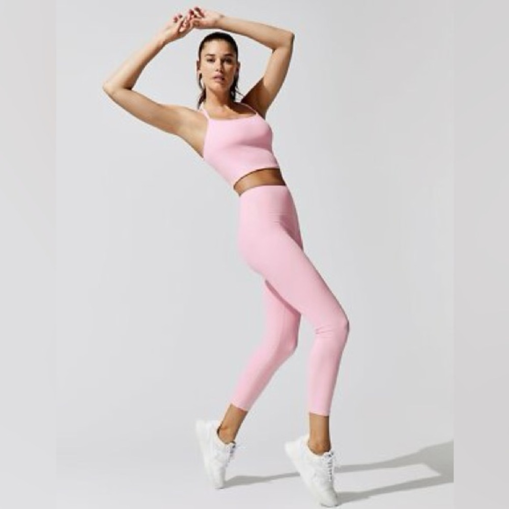 Carbon38 Baby Pink Ribbed Workout Set - size Small